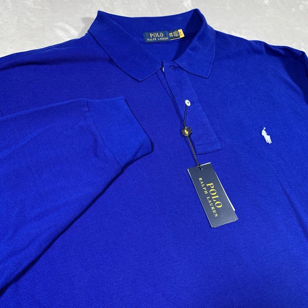 Polo Ralph Lauren Polo Shirt 3XB Blue Long Sleeve Cotton White Pony Casual